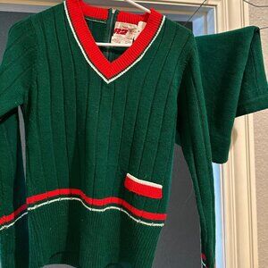 Vintage Preppy Sweater and Skirt Set